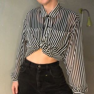 Striped Chiffon Button Up